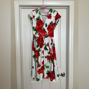 PinupGirlClothing red roses dress